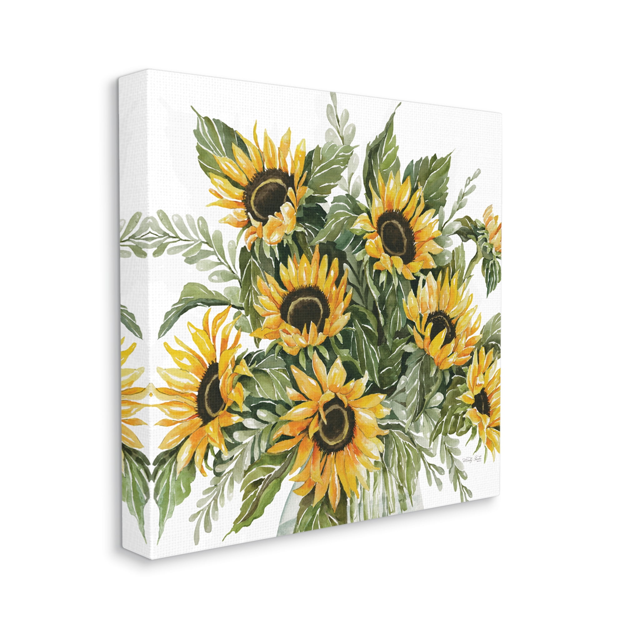 Stupell Industries Bold Sunflower Bunches Floral Country Blossom Bouquet Graphic Art Gallery Wrapped Canvas Print Wall Art, Design by Cindy Jacobs