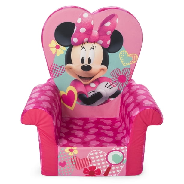 Marshmallow Furniture Foam Toddler Kids High Back Chair, Pink Minnie