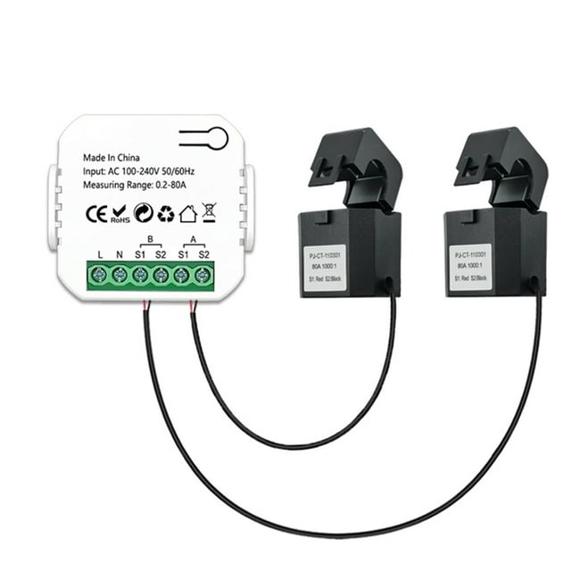 MYG Compteur d'Énergie WiFi Intelligent Zigbee 1/2 Voie Bidirectionnel 2 Canaux avec Pince
