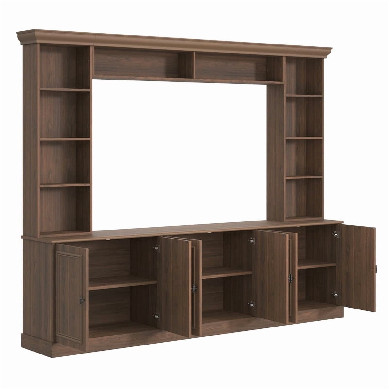 4-Piece Mid-Century Wall Unit Entertainment Center with Bookshelf for TVs Up to 70", Versatile TV Stand with Adjustable Shelf for Living Room