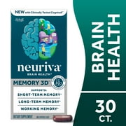 Neuriva Memory 3D Brain Health Dietary Supplement, Memory, Focus & Concentration Support with Vitamins B6 & B12, 30 Count