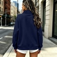 thumbnail image 4 of Women's Quarter Zip Pullover Sweatshirt, Long Sleeve Stand Collar Tops with Kangaroo Pocket, Loose Relaxed Casual Blue M, 4 of 9