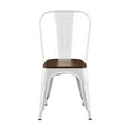 thumbnail image 4 of Dining Chairs Set of 2 High Gloss White with Walnut Wooden Seat Industrial Metal Dining Chairs 18 Inch Seat Height Stackable, Indoor Outdoor, Lightweight Easy-Clean Surface, Easy Assembly, Durable Mo, 4 of 6