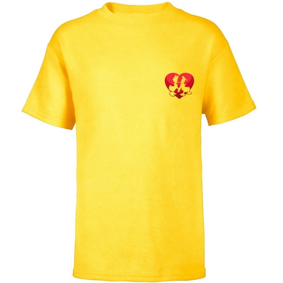 Disney Donald and Daisy Duck Valentine's Day Small Heart - Short Sleeve T-Shirt for Kids - Customized-Yellow