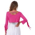 thumbnail image 2 of YONGHS Women's 3/4 Flare Sleeve Crop Top Crisscross Back Belly Dance Cardigan Blouse Wrap Top Hot Pink One Size, 2 of 7