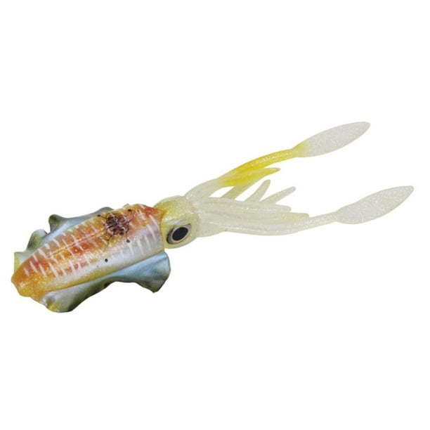 Portable Soft Artificial Squid Long Tail Saltwater Yellow 