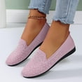 thumbnail image 6 of Breathable Flying Mesh Flat Shoes with Rhinestones for Casual Spring Summer Wear - Comfortable Round Toe Slip-On Design Pink,40, 6 of 9