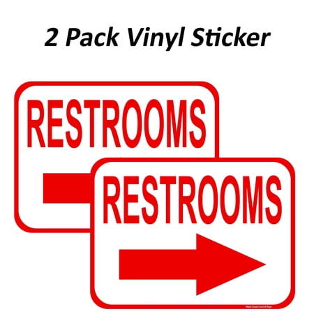 2 Pack Restroom Right Sign Stickers for Hotels, Office, Home, Public Places, Party, Weatherproof, Water Resistant, Indoor and Outdoor Keep, Easy Peel and Stick, Reflective Vinyl Decal (5x10 inches)