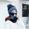 thumbnail image 6 of ZSQDM 3Pcs Womens Winter Scarf Set Thickend Knitted Hat Scarf Face Cover Outdoor beanies Hard Hat Sun Shade Visors Swim Cap for Long Hair, 6 of 7