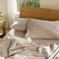 thumbnail image 2 of MooMee Pillowcases 100% Washed Cotton Linen Like Textured Envelope Closure Set of 2 (Taupe, Standard), 2 of 4