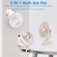thumbnail image 3 of Portable Quiet Clip On Fan With 5 Speeds 3 Brightness 720° Fully Adjustable Angle Type-C Rechargeable Clip Desk Wall Mounted Fan For Camping Office Home Dorm Stroller Car, 3 of 10