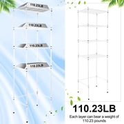 White 4-Tier Adjustable Microwave Rack Over Mini Fridge Storage Shelf