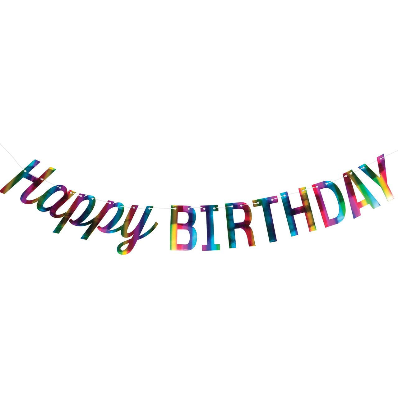 Way to Celebrate Rainbow Foil Happy Birthday Banner, 7ft, 1Ct