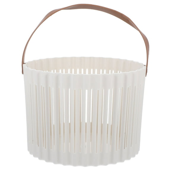 LOLIPPYY Round Plastic Laundry Hamper Basket with Handle, White - and Lightweight, 1 Piece