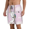 thumbnail image 2 of Kdxio Aerial Yoga for Unicorn Pattern Mens Casual Shorts - Drawstring Summer Beach Sports Shorts for Men, 2 of 9