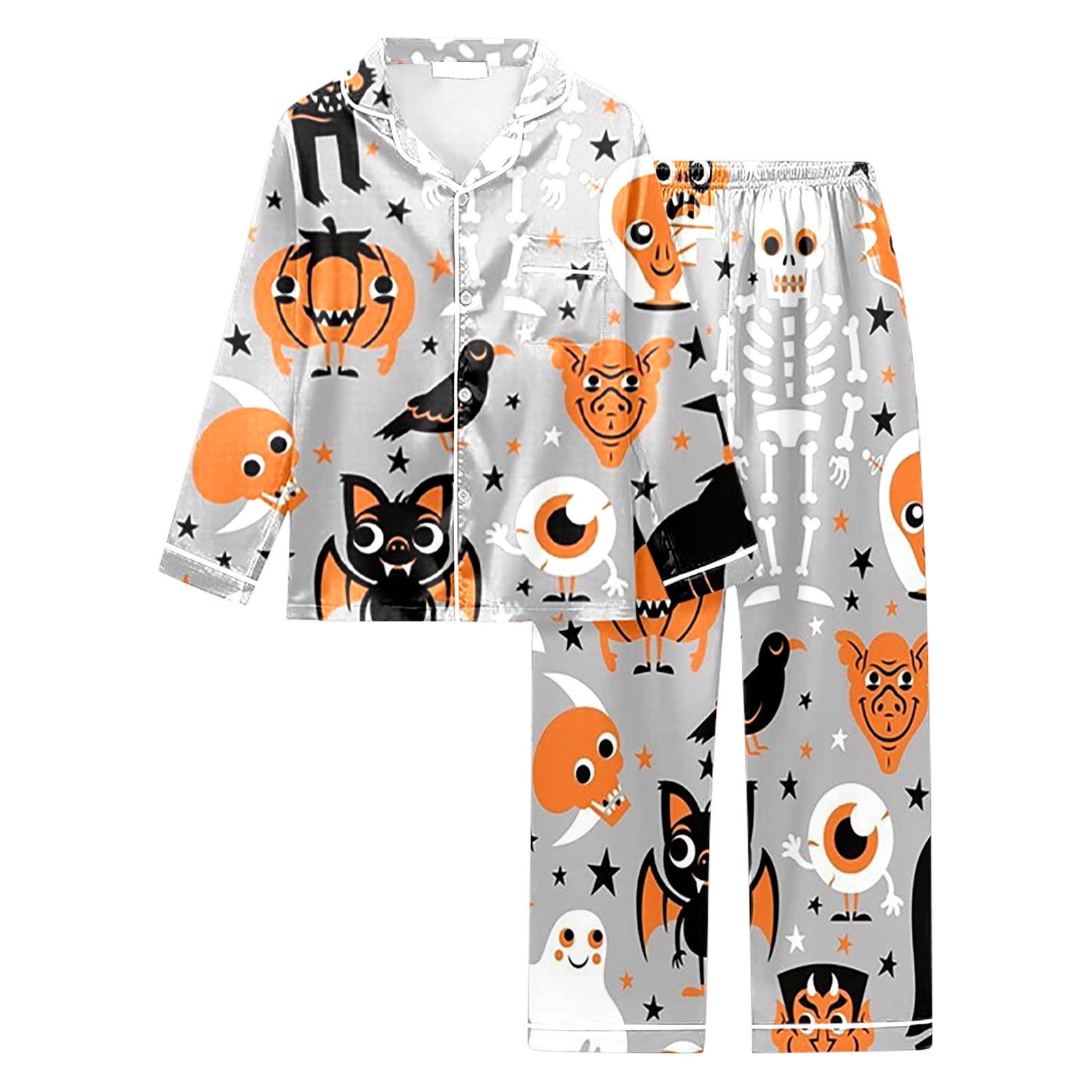 Pyjama Halloween Femme – Haut & Short Motif Citrouille Fantôme – Matière Douce – Taille S à XXL – Idée Déguisement Confortable