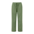 thumbnail image 3 of Women's Plus Linen Pants Women Tall Plus Size Womens Linen Pants Wide Leg High Waisted Women High Waisted Wide Leg Pants Fashion Drawstring Elastic Trousers Comfy Straight Leg Long Pants with Pockets, 3 of 4