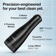 AquaSonic Precision Rechargeable Cordless Water Flosser with Travel Bag and 2 Standard Flossing Tips - Black
