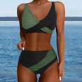 thumbnail image 1 of iTNHFP Women's Swimwear Plus Size Women High Waisted Bikini Sets Swimsuits Color Block Two Piece Drawstring Bathing Suit, 1 of 3