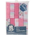 Gerber Newborn Baby Girl Assorted Terry Printed Washcloths, 10 Pack