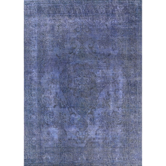 Ahgly Company Machine Washable Indoor Rectangle Industrial Modern Periwinkle Purple Area Rugs, 8' x 12'