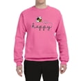thumbnail image 2 of Wild Bobby, Bee Happy Motivational Inspirational Teachers, Pop Culture, Unisex Crewneck Graphic Sweatshirt, Neon Pink, X-Large, 2 of 4