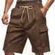 thumbnail image 1 of pstuiky Pantalones cortos para hombre, Pantalones cortos versátiles de color sólido con múltiples bolsillos y cintura elástica con cordón para hombre Pantalones cortos de golf, 1 of 5