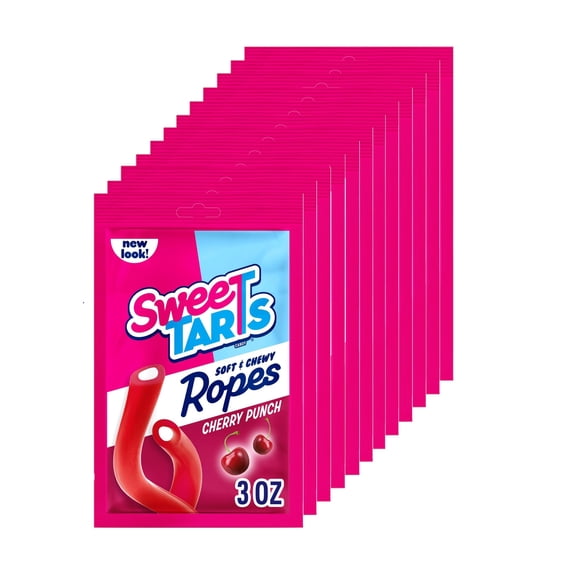 SweeTARTS Ropes, Cherry Punch Candy, MDA05 3 Ounce Pouch (Pack of 12)