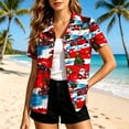 thumbnail image 6 of Christmas in July Shirt for Women Hawaiian Xmas Button Down Shirts Funny Santa Claus Tshirt Casual Holiday Tee Tops Summer Clothes, 6 of 6
