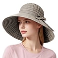 thumbnail image 4 of Cutuoiiu Summer Striped Pattern Wide Brim Bucket Hat for Women, Breathable Woven Sun Hat Decorated With Elegant Bow, Beach Travel Outdoor Vacation Sun Shade Hat, 4 of 7