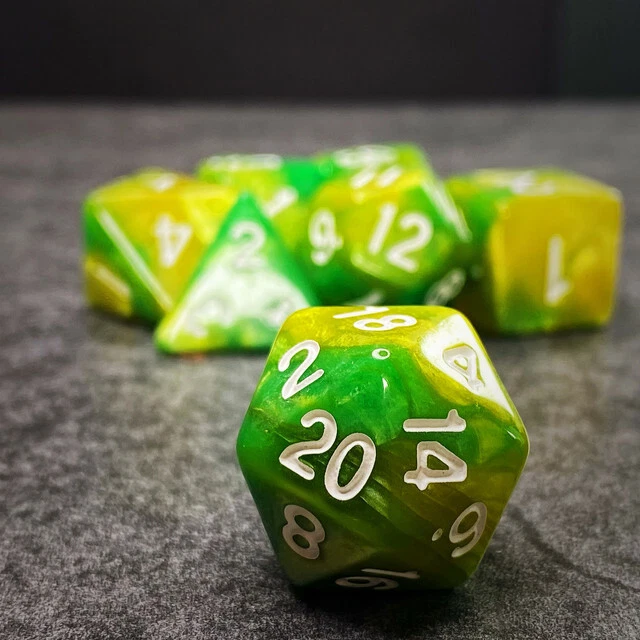 Sage'S Stones - Grn/Lime Acrylic Polyhedral Dice Set Rpg Dnd Dungeons Dragons