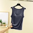 thumbnail image 2 of Bmisegm Built in Bra Tank Tops for Women Sleeveless Ribbed Round Neck Regular Fit Casual Solid Color Basic Vest Womens Tops Dark Gray_002 XL, 2 of 5
