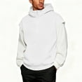 thumbnail image 2 of Hoodies for Men Oversized Splicing Pullover Hooded Sweatshirts Top Men's Casual Solid Color Mock Neck Loose Fits Comfy Workout Sport Long Sleeve Hoodie Fall Winter Clothes, 2 of 8