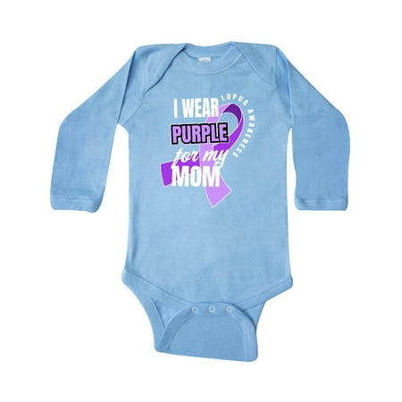 

Inktastic I Wear Purple For My Mom Lupus Awareness Gift Baby Boy or Baby Girl Long Sleeve Bodysuit