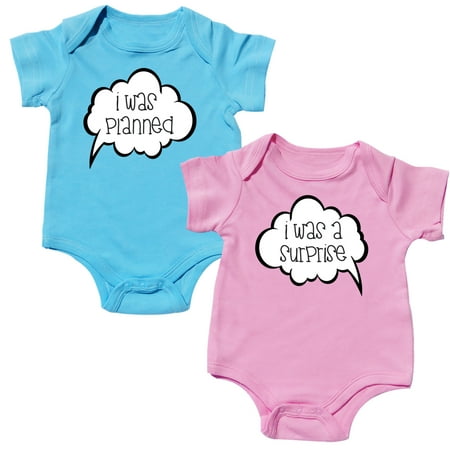 

Nursery Decals and More Funny Onsies for Twin Baby Includes 2 Bodysuits 0-3 Month Planned Surprise