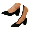 thumbnail image 3 of Womens Suede Solid Office Square Toe Slip On Casual Chunky Low Heel Pumps Shoes 2 Inch, 3 of 8