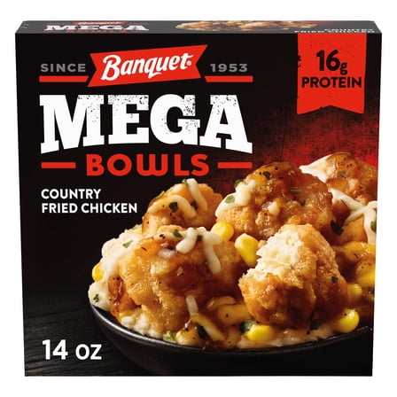 Banquet MEGA Bowls Country Fried Chicken, 16g of Protein, Frozen Meal, 14 oz.