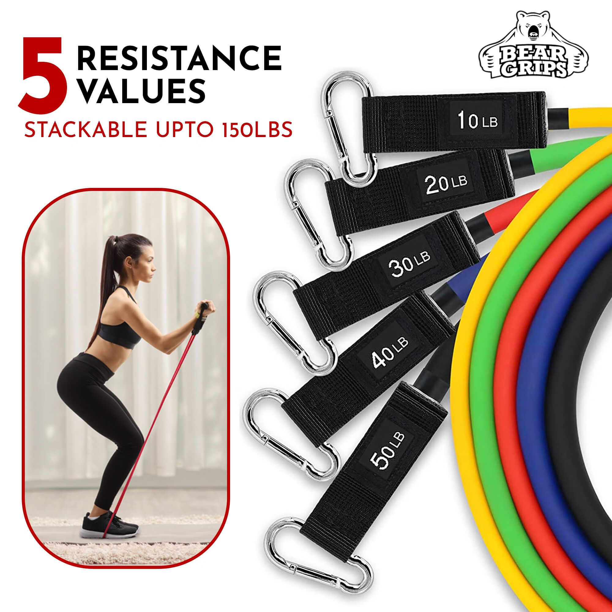 Tube Resistance Bands for Working Out - Home Gym Equipment Exercise Bands with Handles for Women and Men - 11 Pcs Resistance Tubes Workout Set for Yoga Blocks