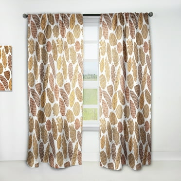 Designart 'Pine Cones Pattern on White' Modern & Contemporary Curtain Panel