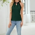 thumbnail image 6 of Women's Tops and Blouses Summer Solid Color Halter Tee Shirts Leisure Loose Fit Sleeveless Standard Straps Summer Tops, 6 of 7