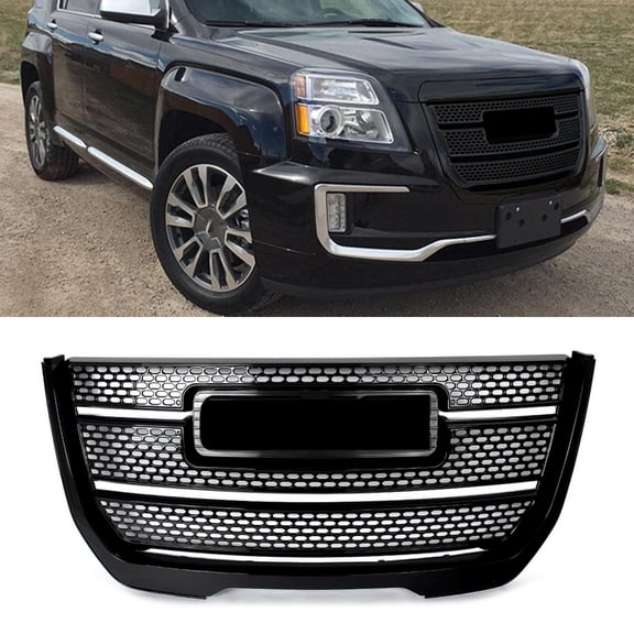 For 2016-2017 GMC Terrain Denali Style Gloss Black Front Bumper Grille Assembly