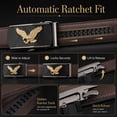 thumbnail image 5 of TRISJEM Men's Eagle Ratchet Belt with Automatic Buckle, 1.38" Composite Leather Dress Belt, Adjustable Cut-to-Fit Big and Tall Belt for Jeans and Pants, Black or Brown, Waist 33"-61", 5 of 8