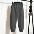 thumbnail image 6 of WIZUTIZ Women's Solid Color High Rise Cropped Jogger Pants with Decorative Buttons Elastic Waist Side Pockets Tapered Ankle Casual Trousers Soft Stretchy, 6 of 7