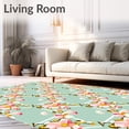 thumbnail image 2 of ODIKA 2'x3' Machine Washable Non-Slip Area Rug, Art Nouveau Wildflower With Interlocking Lattice High Traffic Rug with Pad, Pink, 515609, 2 of 8