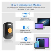 Mini 1D Bluetooth Barcode Scanner, 3-in-1 Bluetooth & 2.4G Wireless & USB Wired Potable Barcode Reader ,Easy to Operate