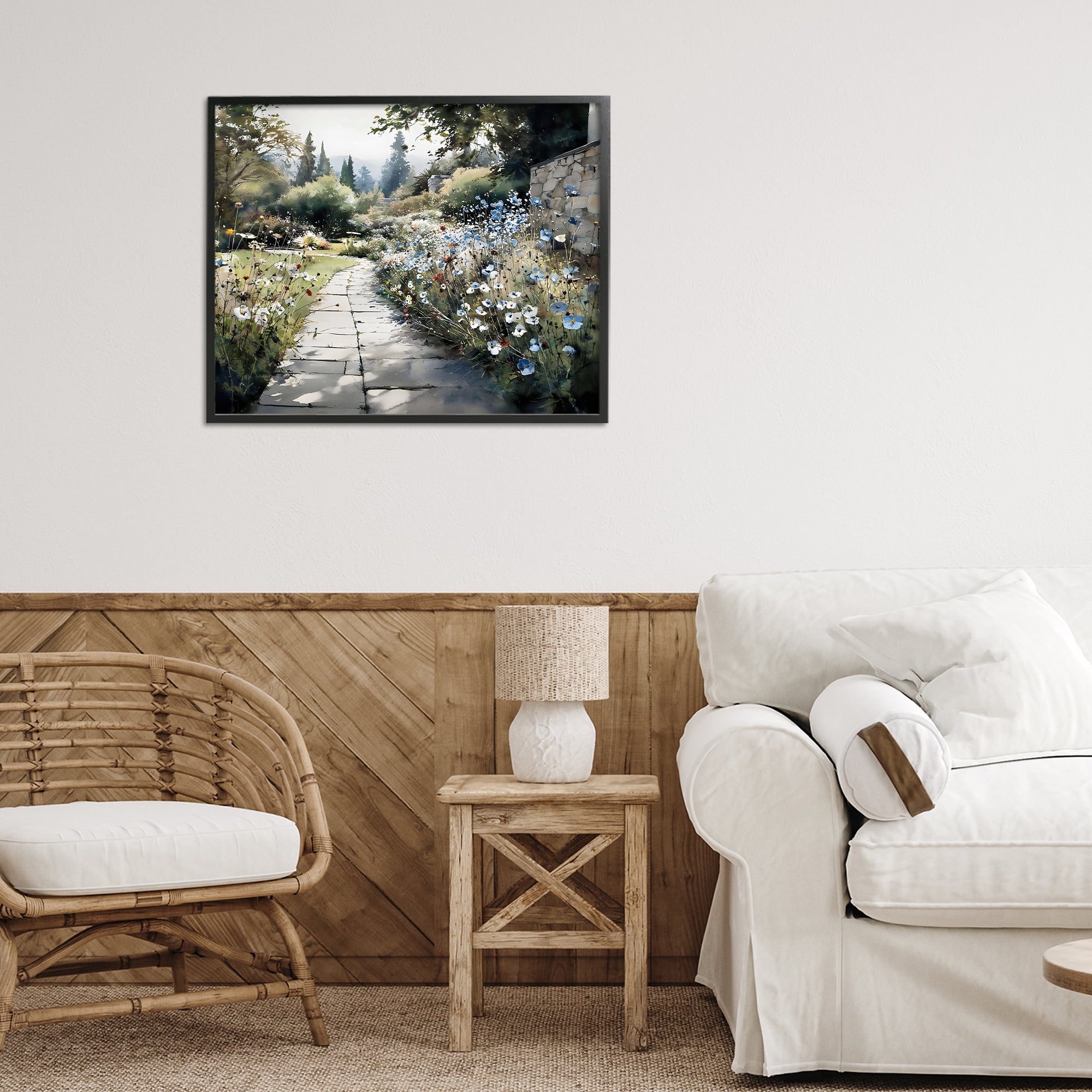 Stupell Industries Garden Pathway in Summer Light Black Framed Giclee Art, design by Franklyn Gregory