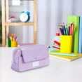 thumbnail image 5 of Yhmxh Simple Style Pencil Storage Bag, Large Capacity Multi-layered Pencil Case Organizer, Practical Aesthetic Fabric Makeup Pouch with Zipper, Sturdy Waterproof Pen Pouch Bag (Purple), 5 of 7