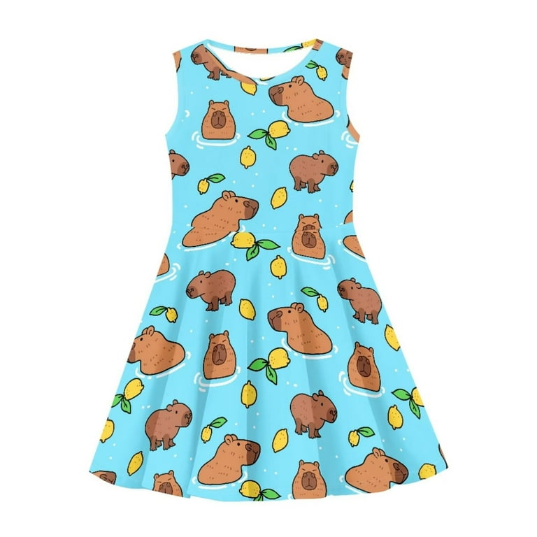 FOR U DESIGNS Capybara Lemon Tank Dress Girls Knee Length Princess