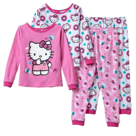 Hello Kitty Toddler Girls 2 Pack Flower & Butterfly Pajama 4 PC ...