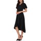 thumbnail image 4 of Vestido de invitada de boda para mujer INSPIRE CHIC con volantes, escote en V, cóctel, de noche, midi acampanado, talla XL, negro, 4 of 6